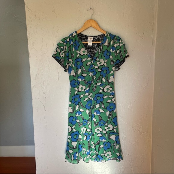 Cabi Green and Blue Floral Celebrate Dress Reversible sz Small wedding occasion - Picture 3 of 8